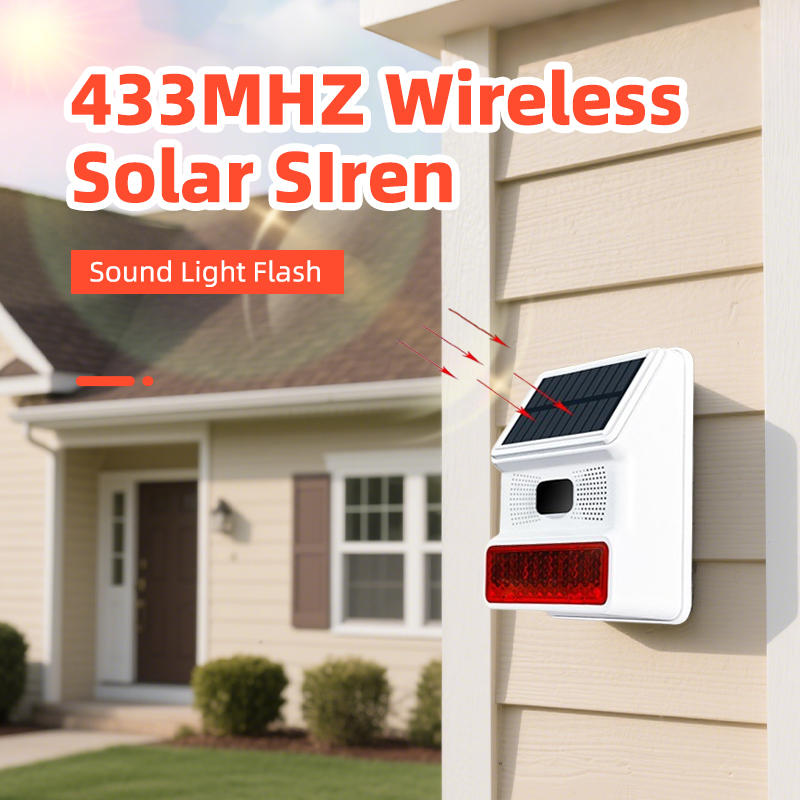 Home Security Lights Outdoors - Zewnętrzna Syrena Alarmowa 433MHZ Bezprzewodowa Solarna