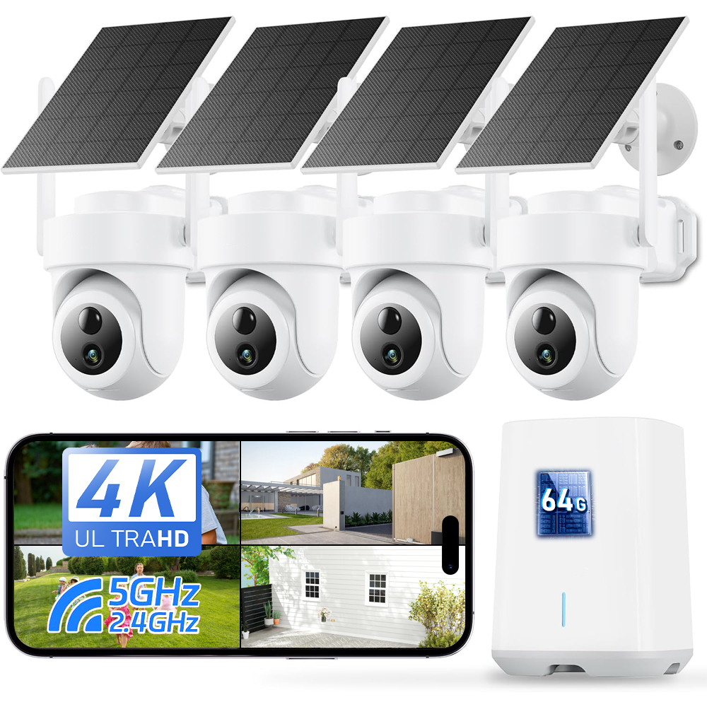 Home Security Cameras Outdoor - System kamer solarnych 8MP 4K, zestaw
