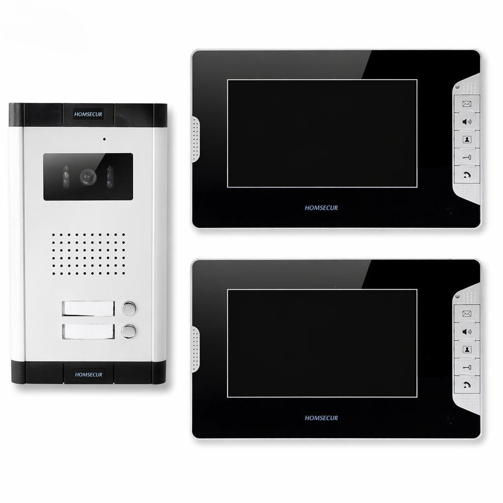 Home Security Monitoring System - 4-przewodowy 2-familowy wideodomofon z 7-calowym monitorem,