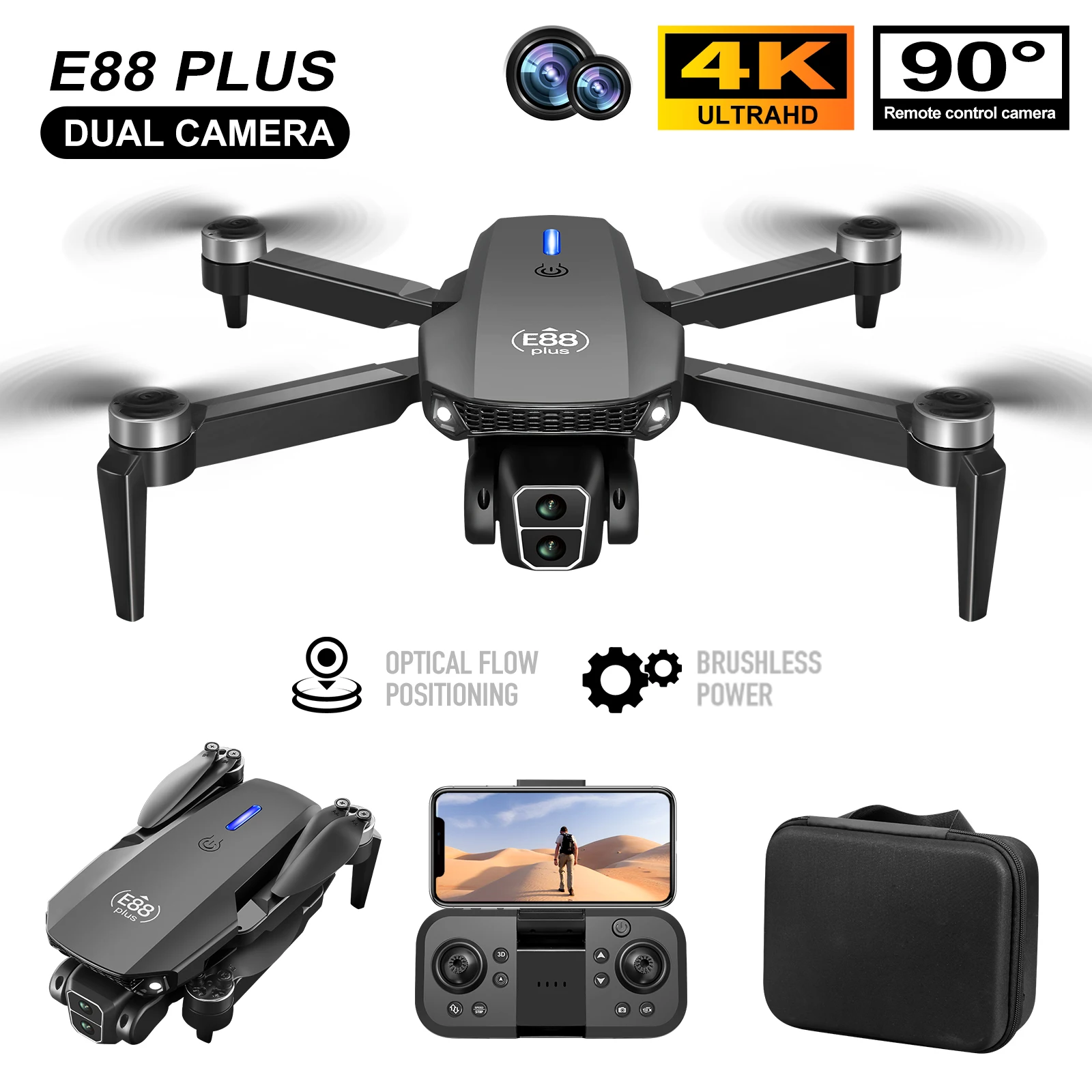 Home Security Cameras Outdoor - Nowy dron E88 Plus Quadcopter: 90