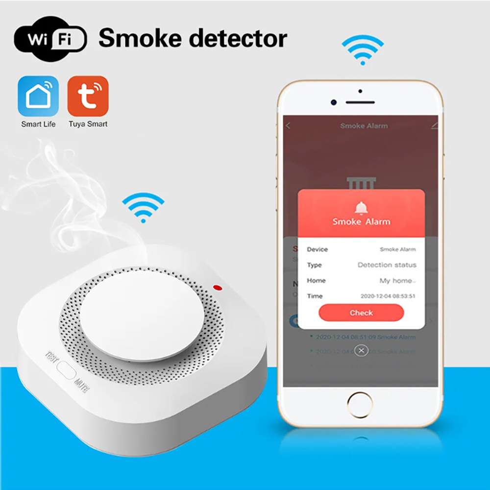 Home Security Monitoring System - Inteligentny czujnik dymu Tuya Zigbee WiFi,