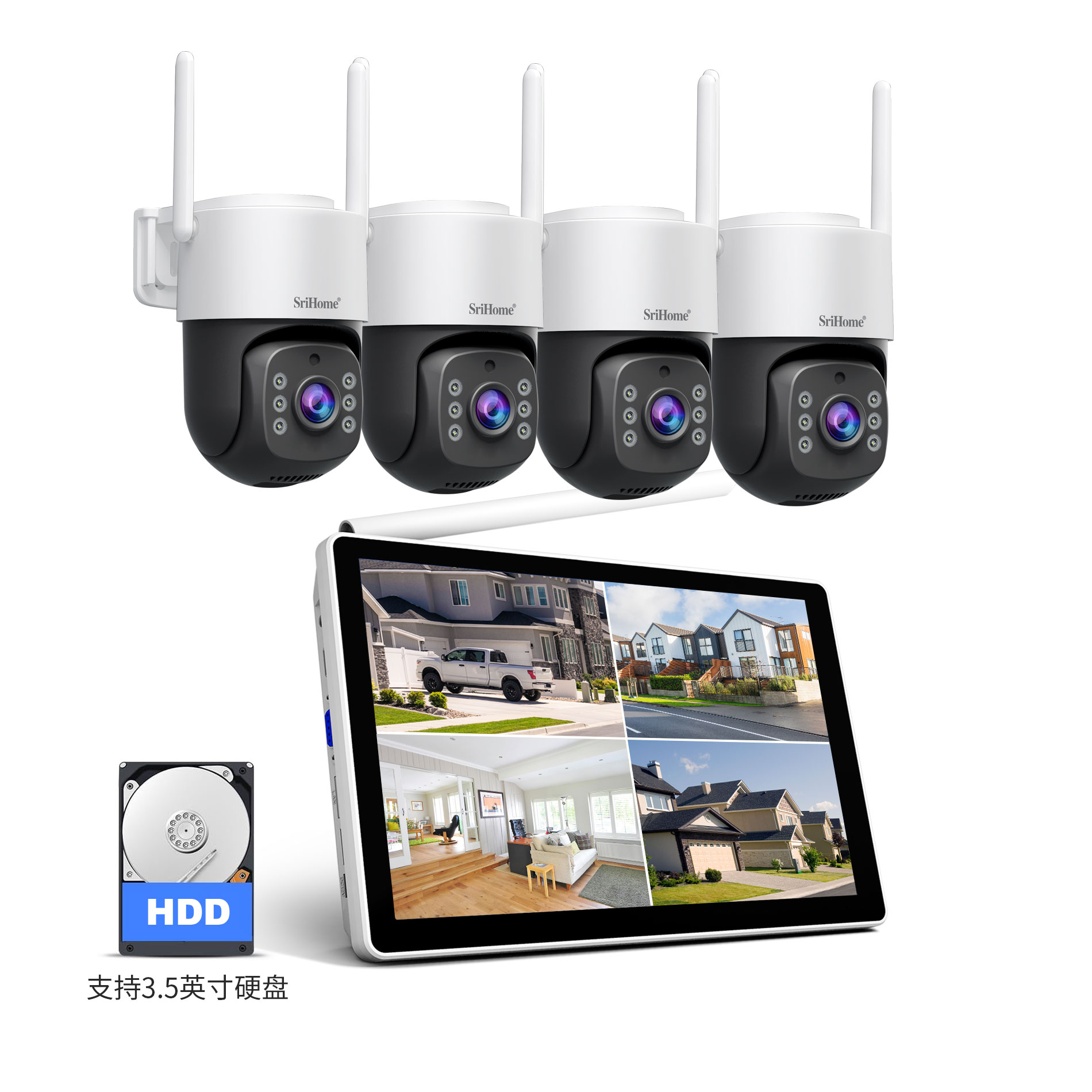 Home Security Kit With Camera - Srihome NVS012-IPC056 Kamera IP 5MP z