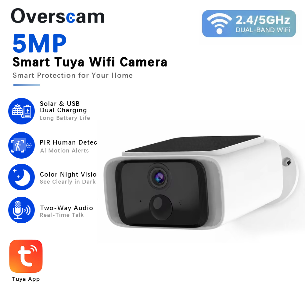 Home Security Cameras Outdoor - Kamera bezpieczeństwa Tuya 5MP zasilana energią