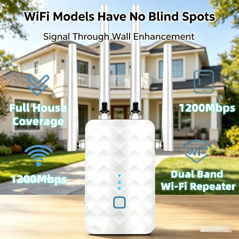 Home Security Outdoor - Wzmacniacz sygnału WiFi 1200Mbps, bezprzewodowy, dwuzakresowy
