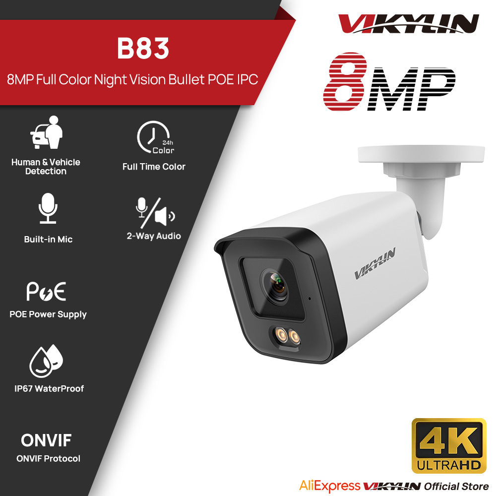 Kamera IP VIKYLIN 8MP HD PoE,  – Home Security Lights Outdoors recenzja i cena