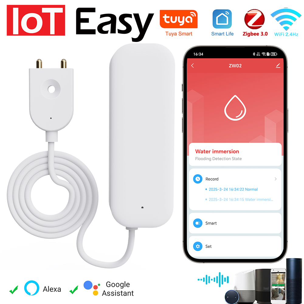 Tuya WiFi ZigBee czujnik wody  – Home Security Home Assistant recenzja i cena